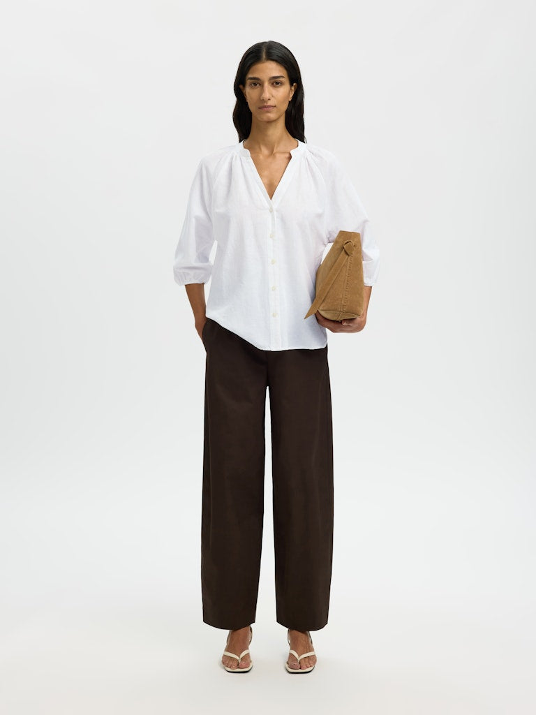 Selected Femme naisten pusero SLFCleo-Alberta Linen Blend Shirt, valkoinen