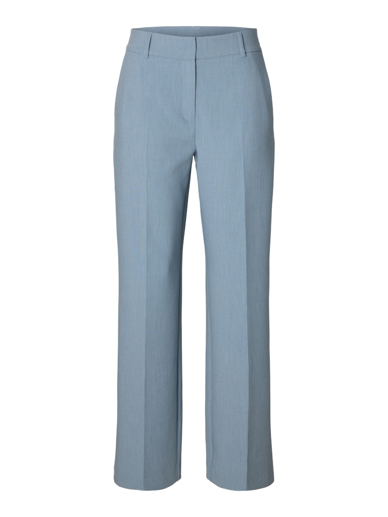 Selected Femme naisten housut Slfrita MW Wide Pant Mel, Dusty Blue Melange