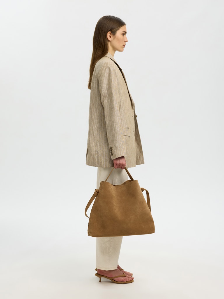 Selected Femme naisten laukku SLFStella Large Suede Bag, Tan