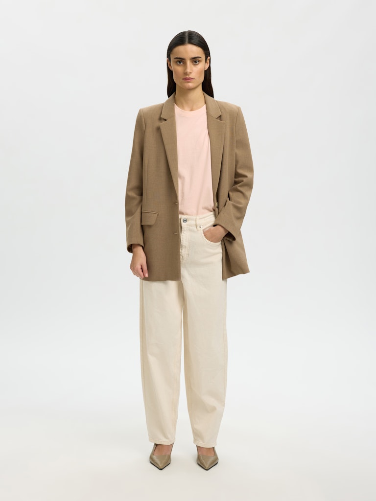 Selected Femme naisten t-paita SLFPENELOPE 2/4 Ruffle Tee, Pale Dogwood