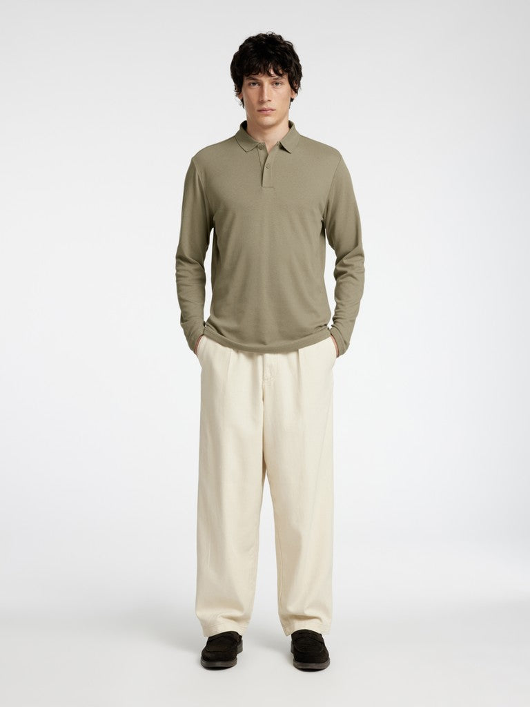 Selected Men miesten pikeepaita Taj Mid Weight LS Polo, Vetiver