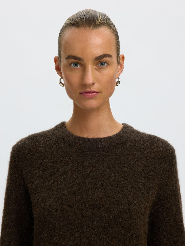 Selected Women naisten neulemekko Lulu Brushed LS Knit O-Neck, Delicioso Melange