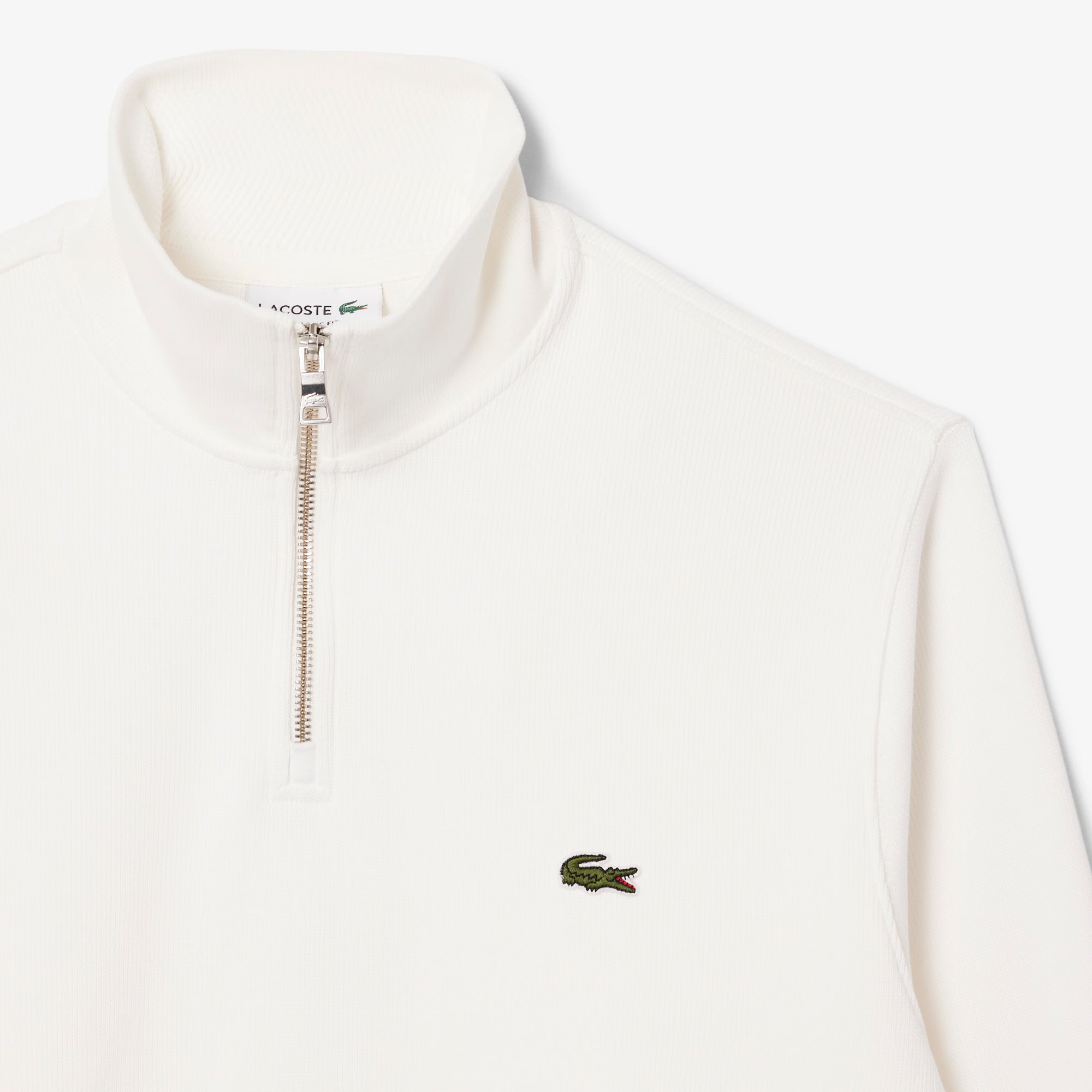 Lacoste miesten collegepaita Regular Fit High Neck Zipped Sweatshirt, valkoinen