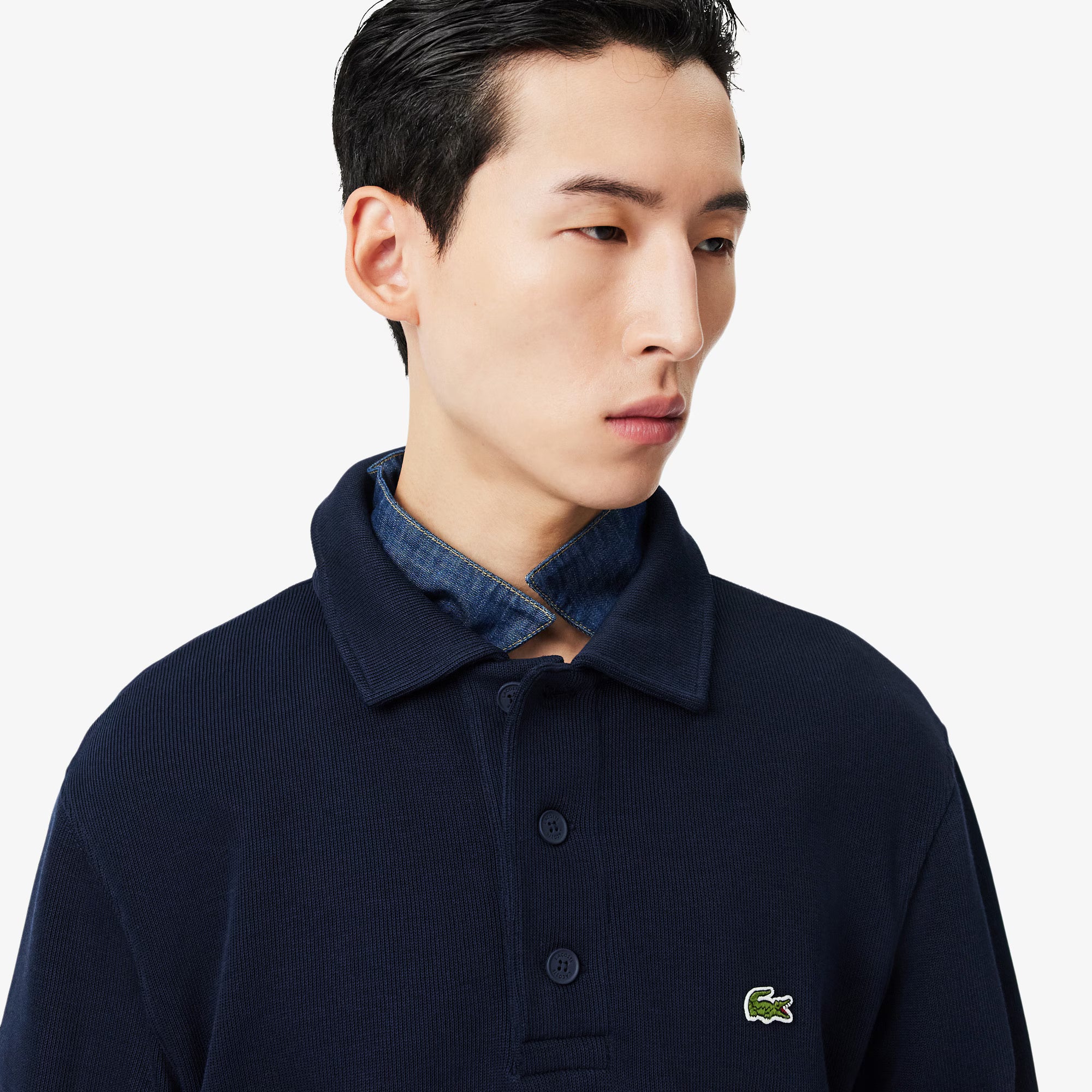 Lacoste miesten collegepaita Classic Fit Polo Collar Ribbed Sweater, tummansininen