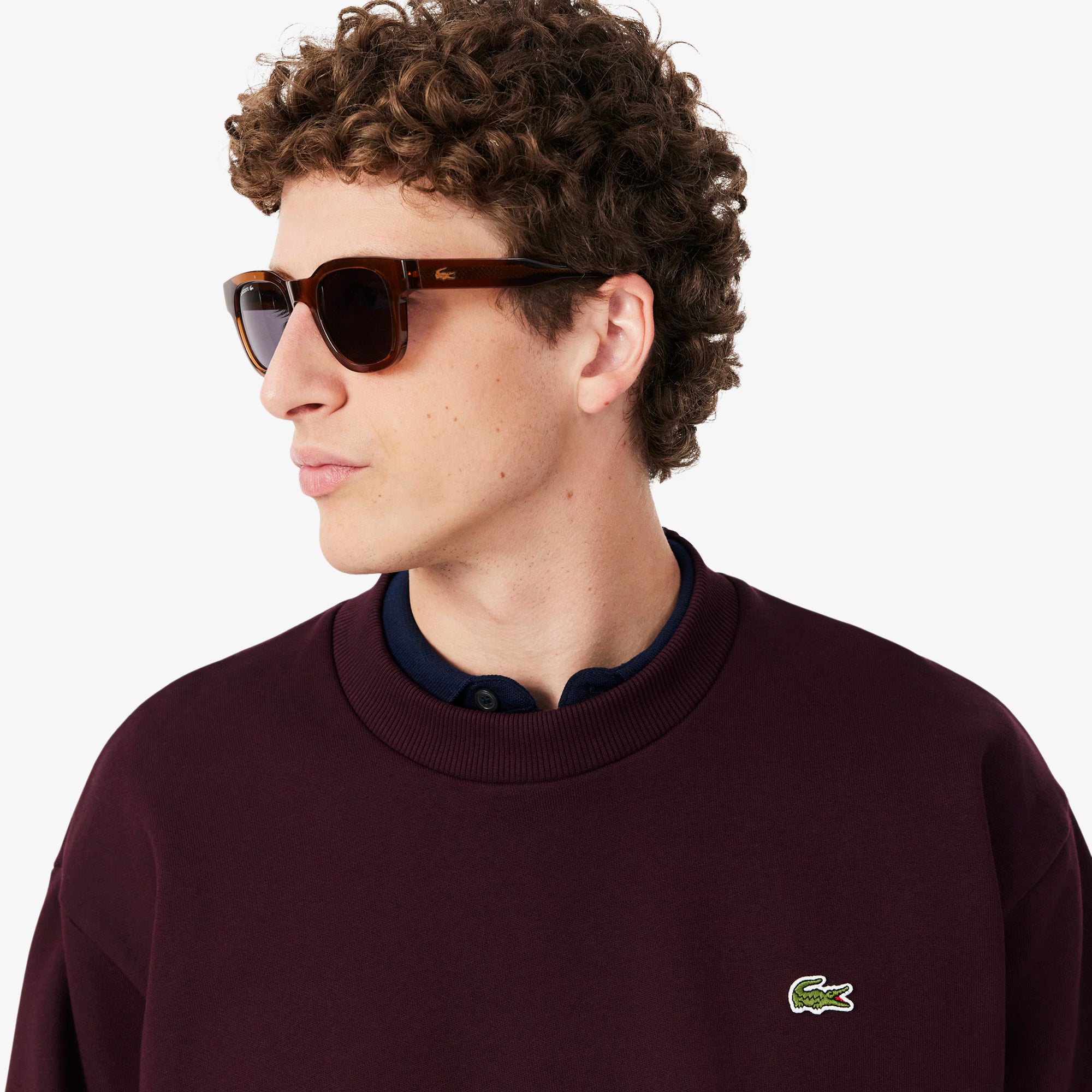 Lacoste miesten collegepaita Cotton Fleece Sweatshirt, viininpunainen