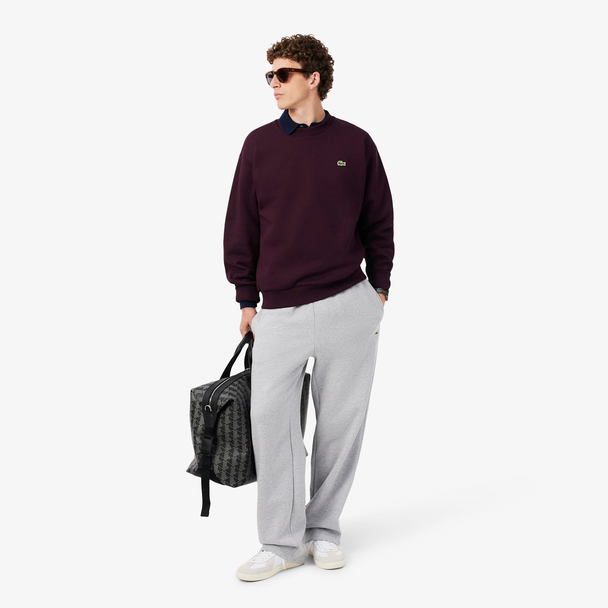 Lacoste miesten collegepaita Cotton Fleece Sweatshirt, viininpunainen