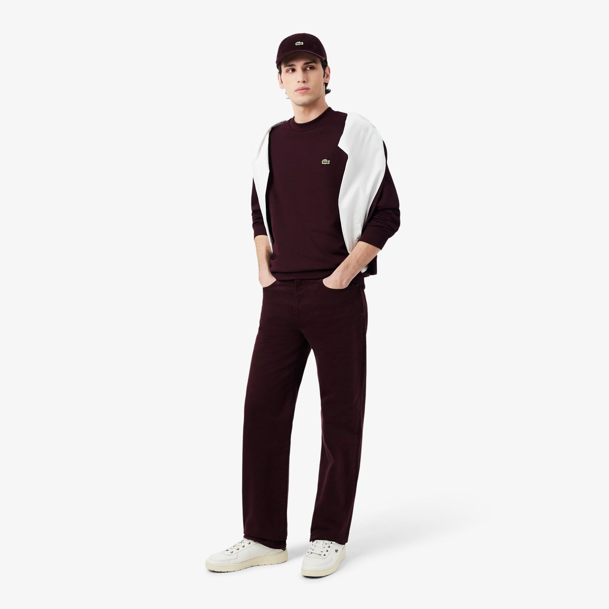 Lacoste miesten collegepaita Classic Fit Cotton Fleece Sweatshirt, tumma luumunpunainen