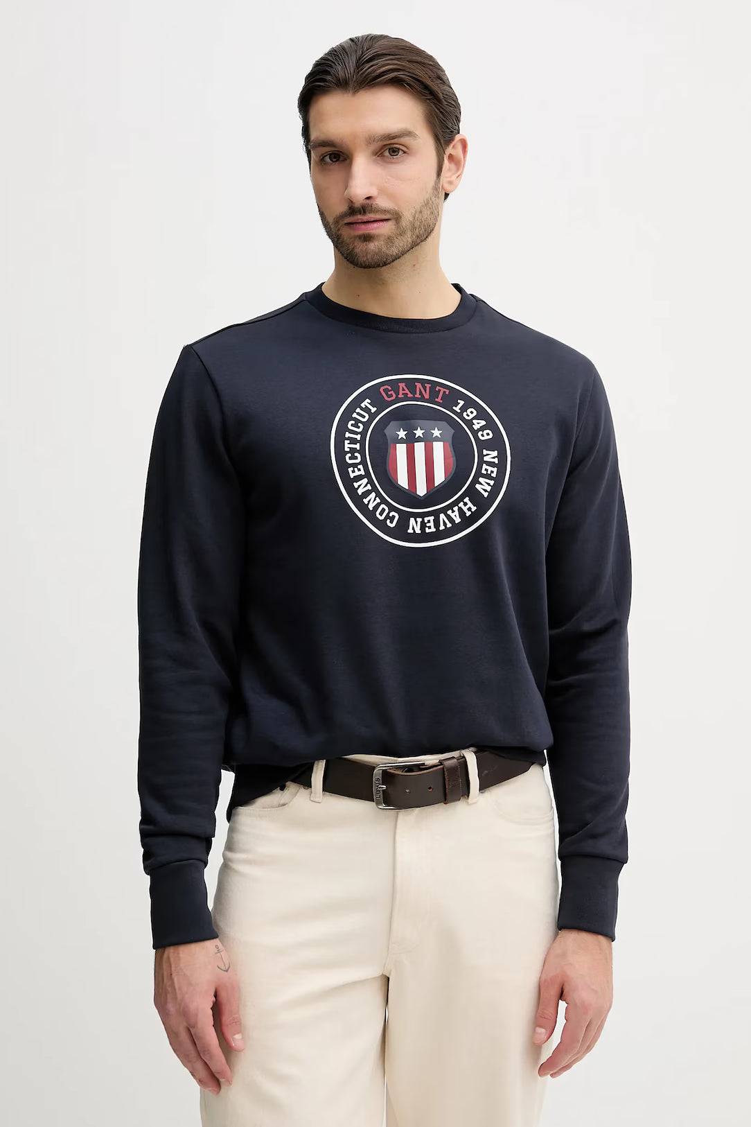 Gant miesten collegepaita Graphic C-Neck, tummansininen