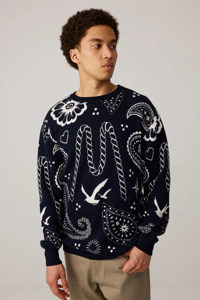 Makia miesten neulepusero Beam Knit, tummansininen