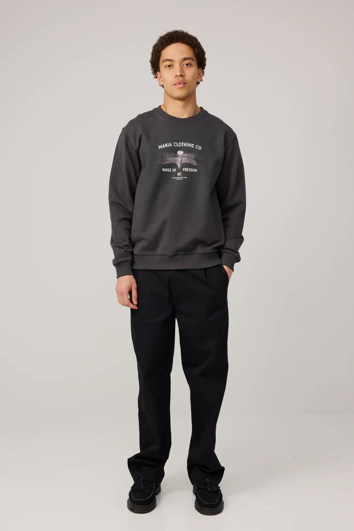 Makia miesten collegepaita Eagle Sweatshirt, hiilenmusta