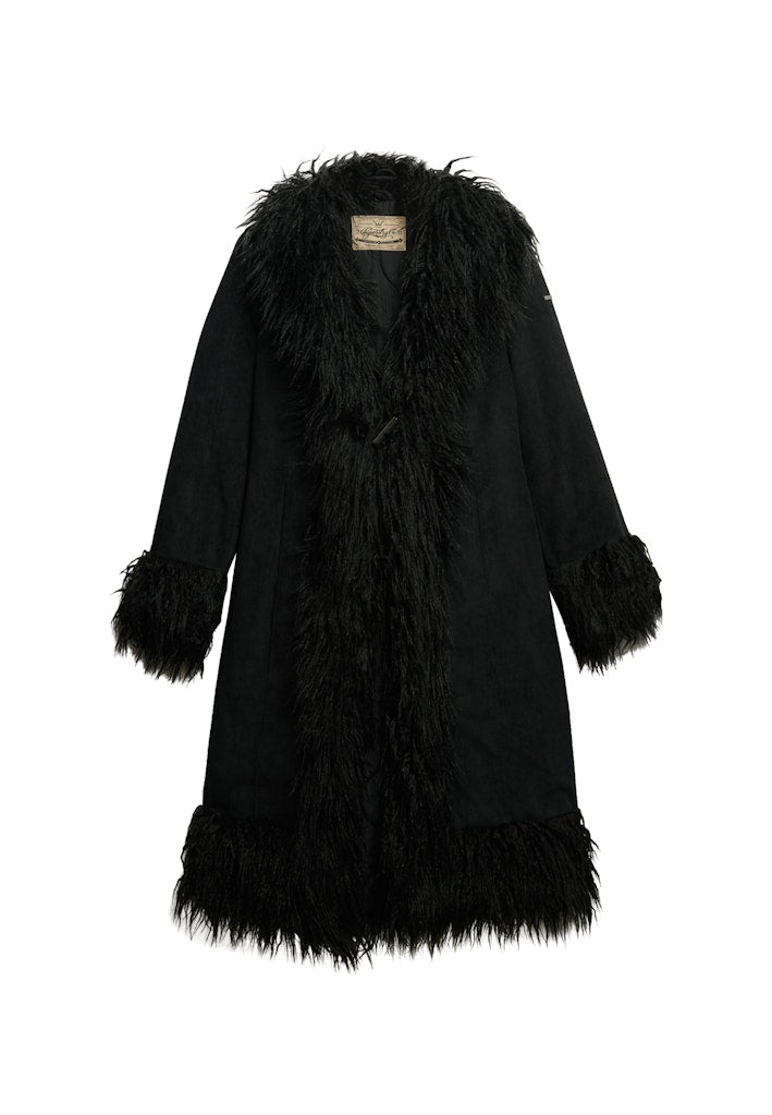 Superdry naisten takki Long Afghan Coat, musta