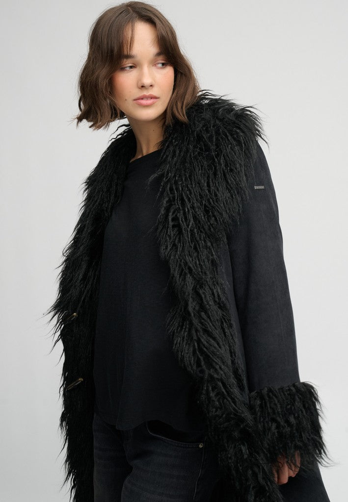 Superdry naisten takki Long Afghan Coat, musta