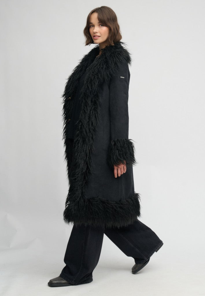 Superdry naisten takki Long Afghan Coat, musta