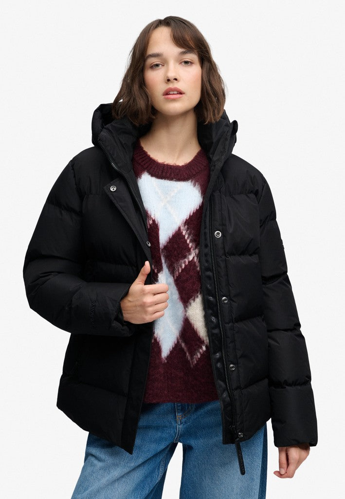 Superdry naisten toppatakki Hooded Sports Puffer Jacket, musta