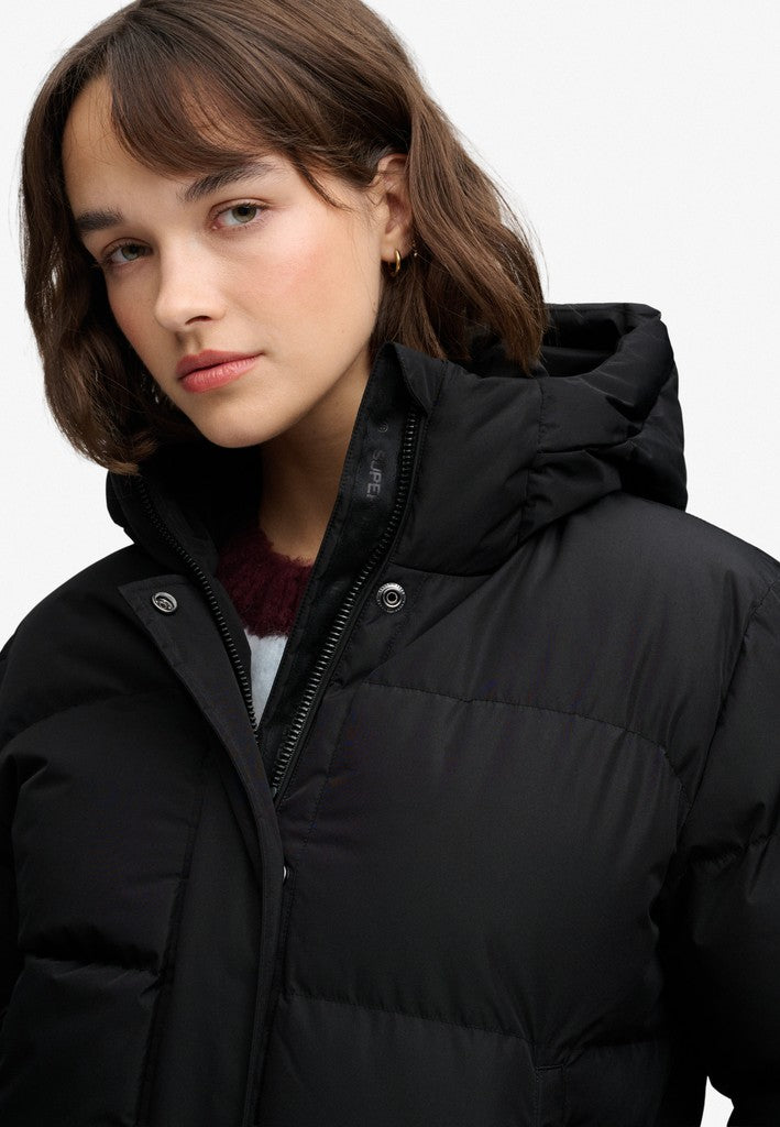 Superdry naisten toppatakki Hooded Sports Puffer Jacket, musta