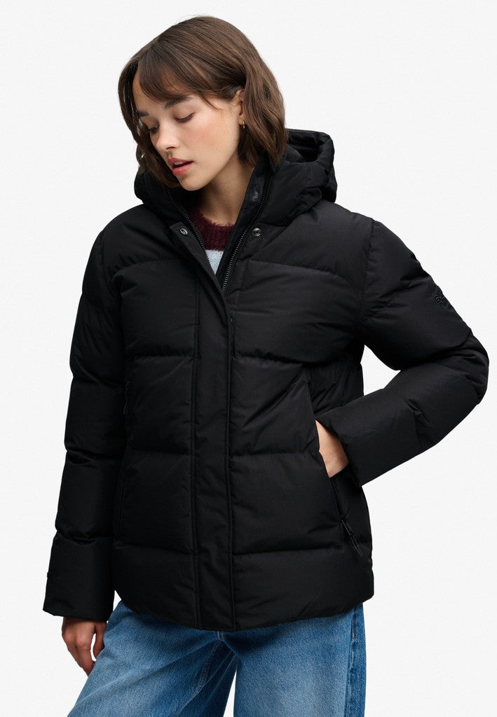 Superdry naisten toppatakki Hooded Sports Puffer Jacket, musta