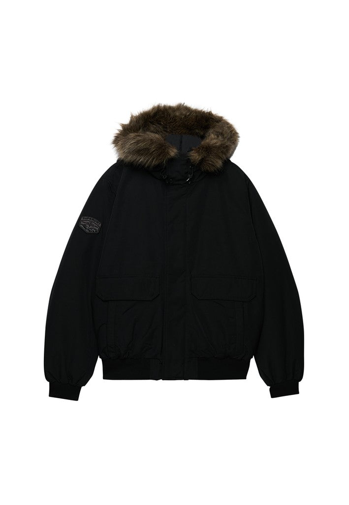 Superdry miesten toppatakki Everest Faux Fur Bomber Jacket, musta