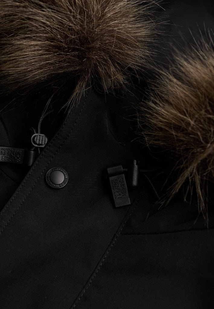 Superdry miesten toppatakki Everest Faux Fur Bomber Jacket, musta