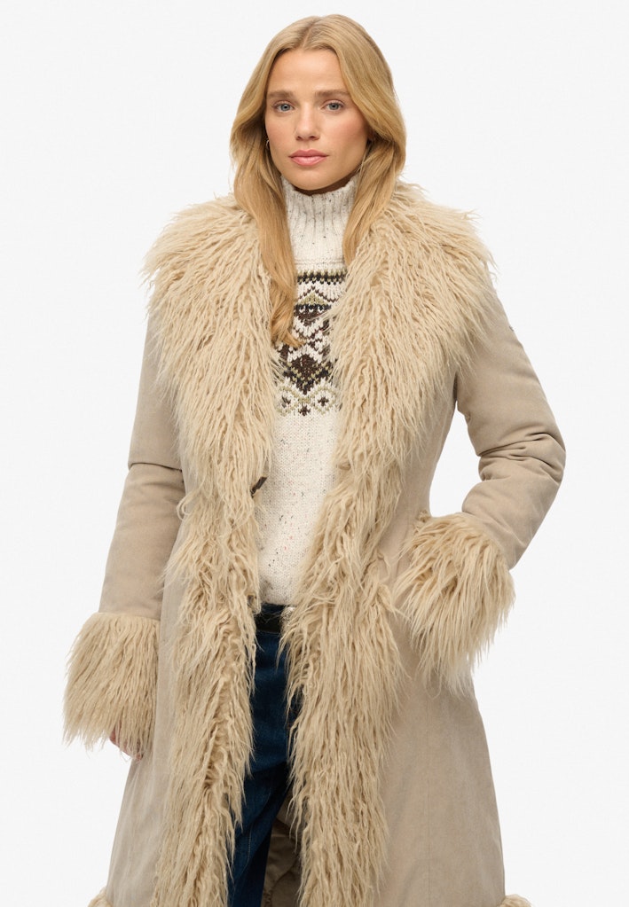 Superdry naisten takki Long Afghan Coat, beige