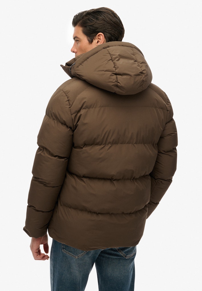 Superdry miesten toppatakki Hooded Mid Length Sports Puffer Jacket, Slate Brown