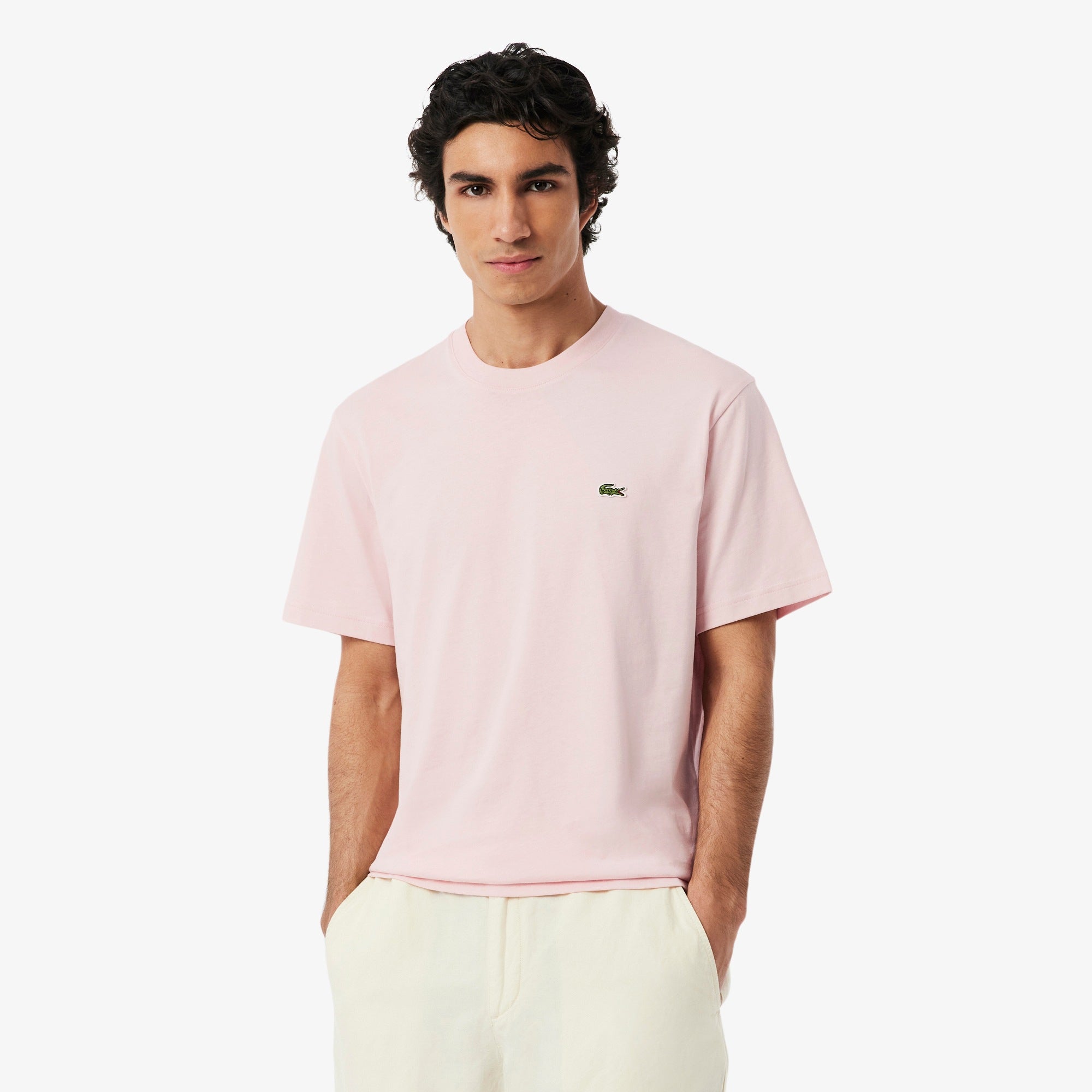 Lacoste miesten t-paita Mid Weight Cotton Jersey T-shirt, vaaleanpunainen