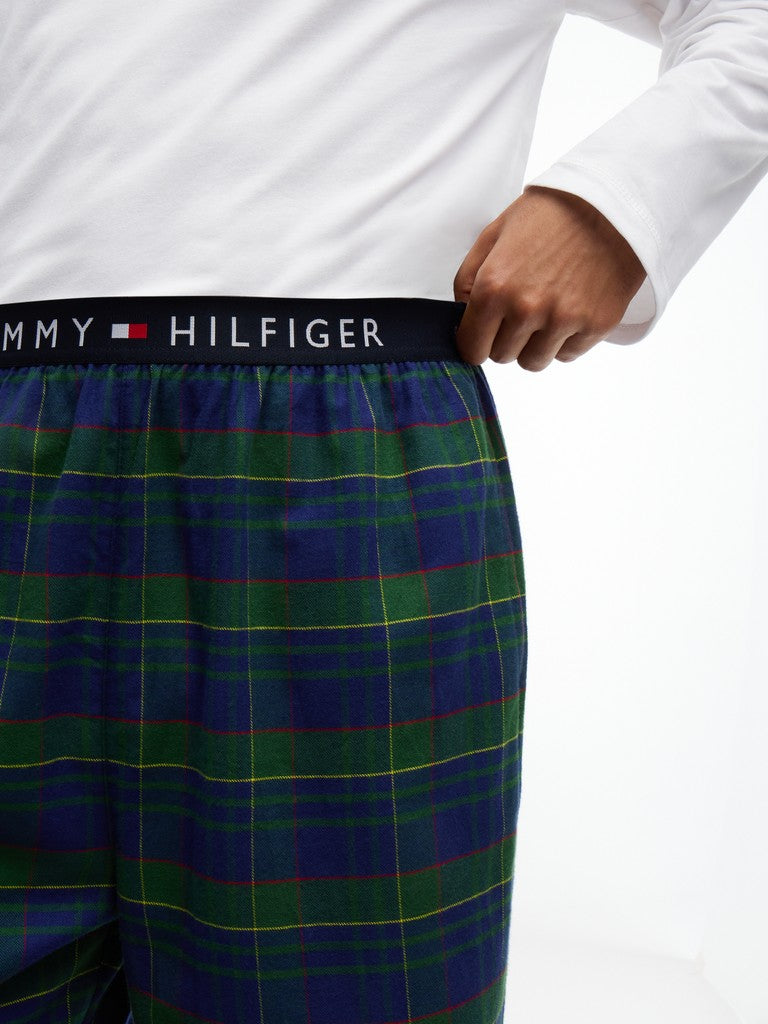 Tommy Hilfiger miesten pyjamahousut K Flannel PJ Pant Waistband, vihreä ruutu