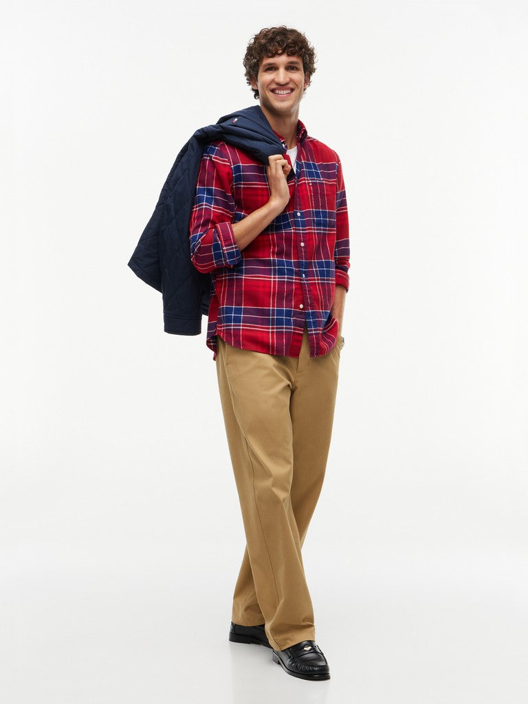 Tommy Hilfiger miesten kauluspaita Hero Flannel Tartan Check, punainen ruutu