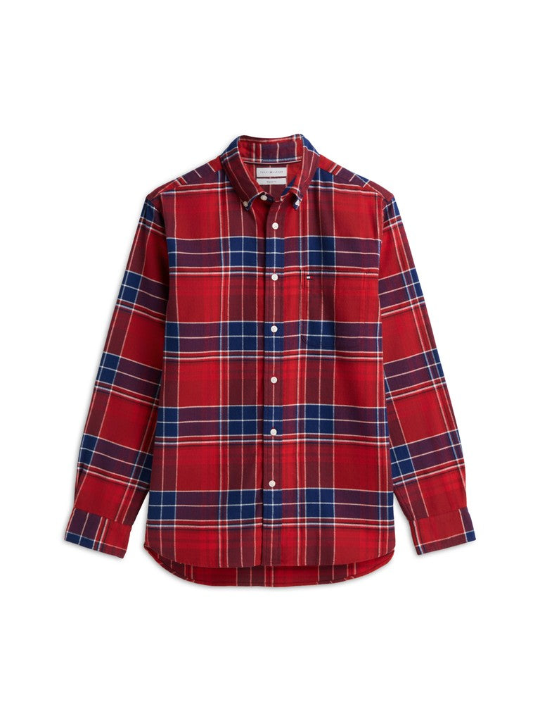 Tommy Hilfiger miesten kauluspaita Hero Flannel Tartan Check, punainen ruutu