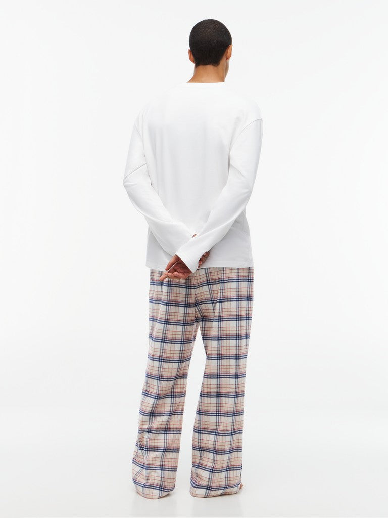 Tommy Hilfiger miesten pyjamat Terry Flannel PJ Set, ruutu valkoinen