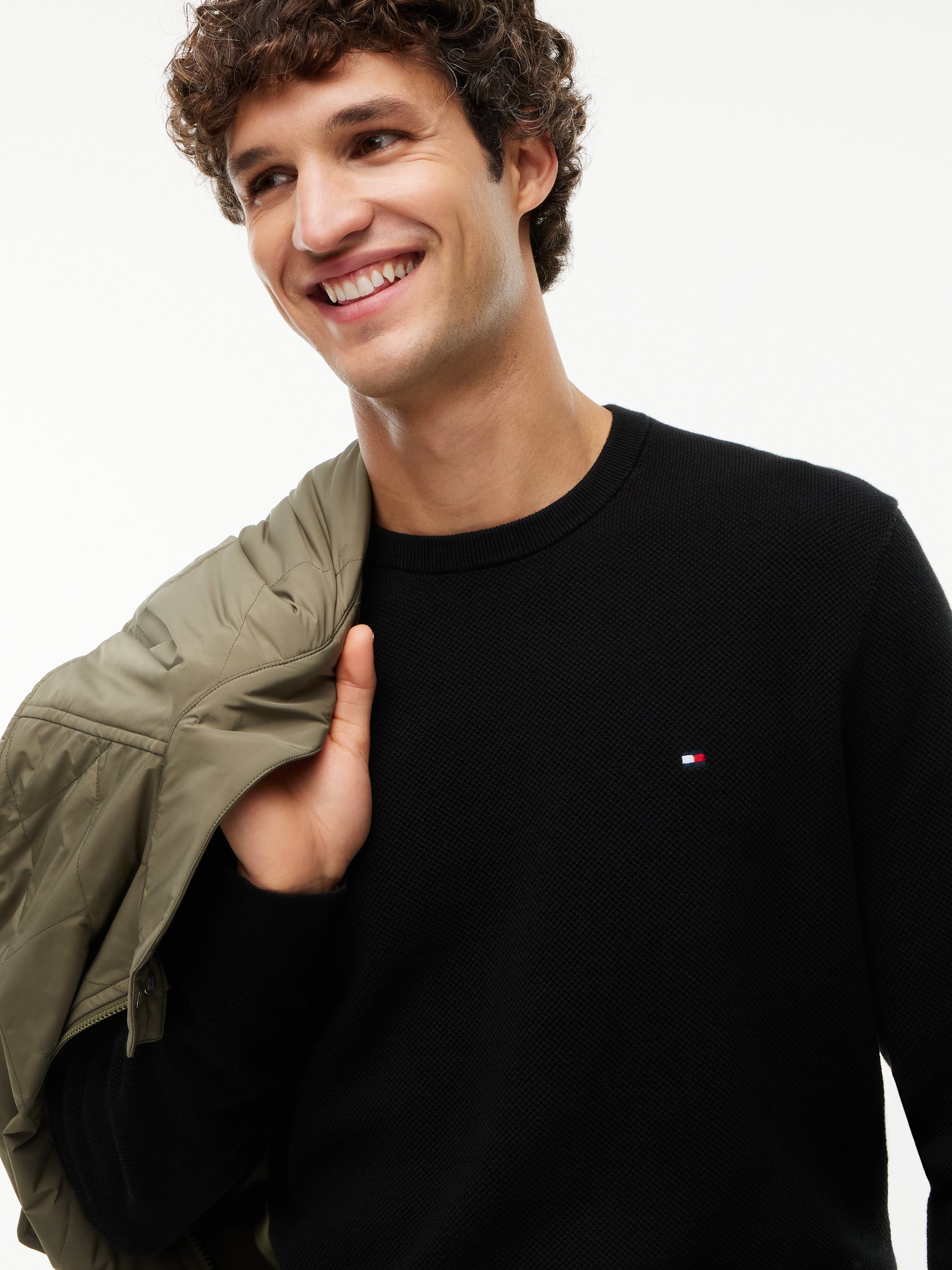 Tommy Hilfiger miesten neulepusero Essential Structure Crew Neck, musta
