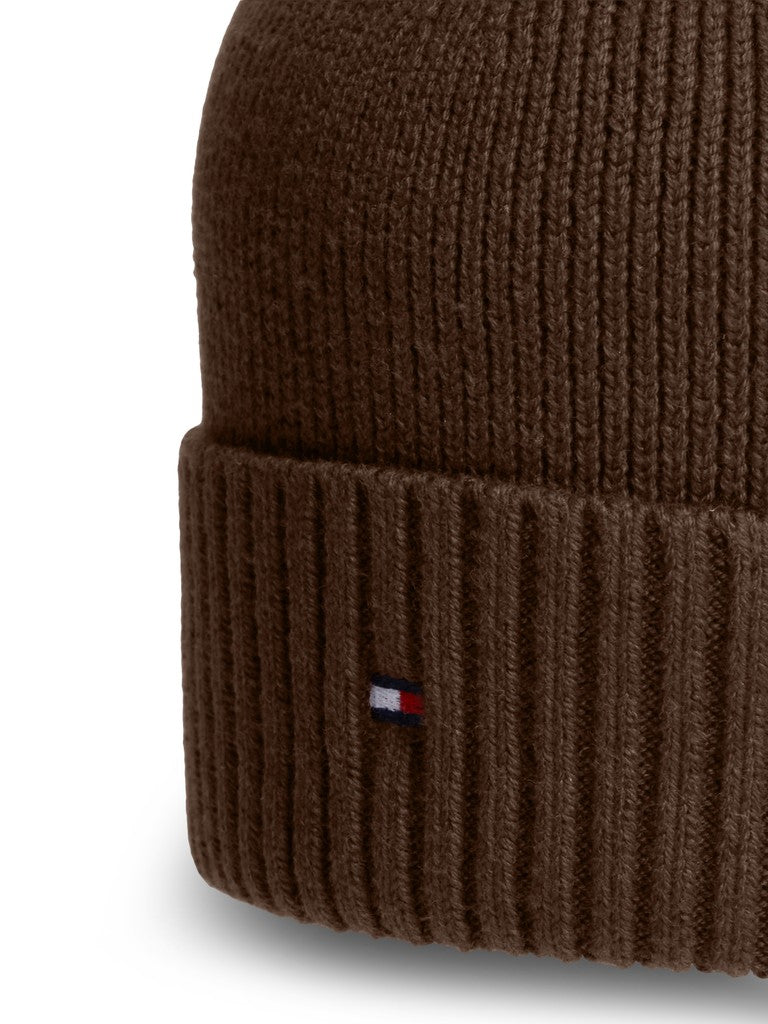 Tommy Hilfiger miesten pipo TH Flag Pima Cotton Beanie, Truffle Brown
