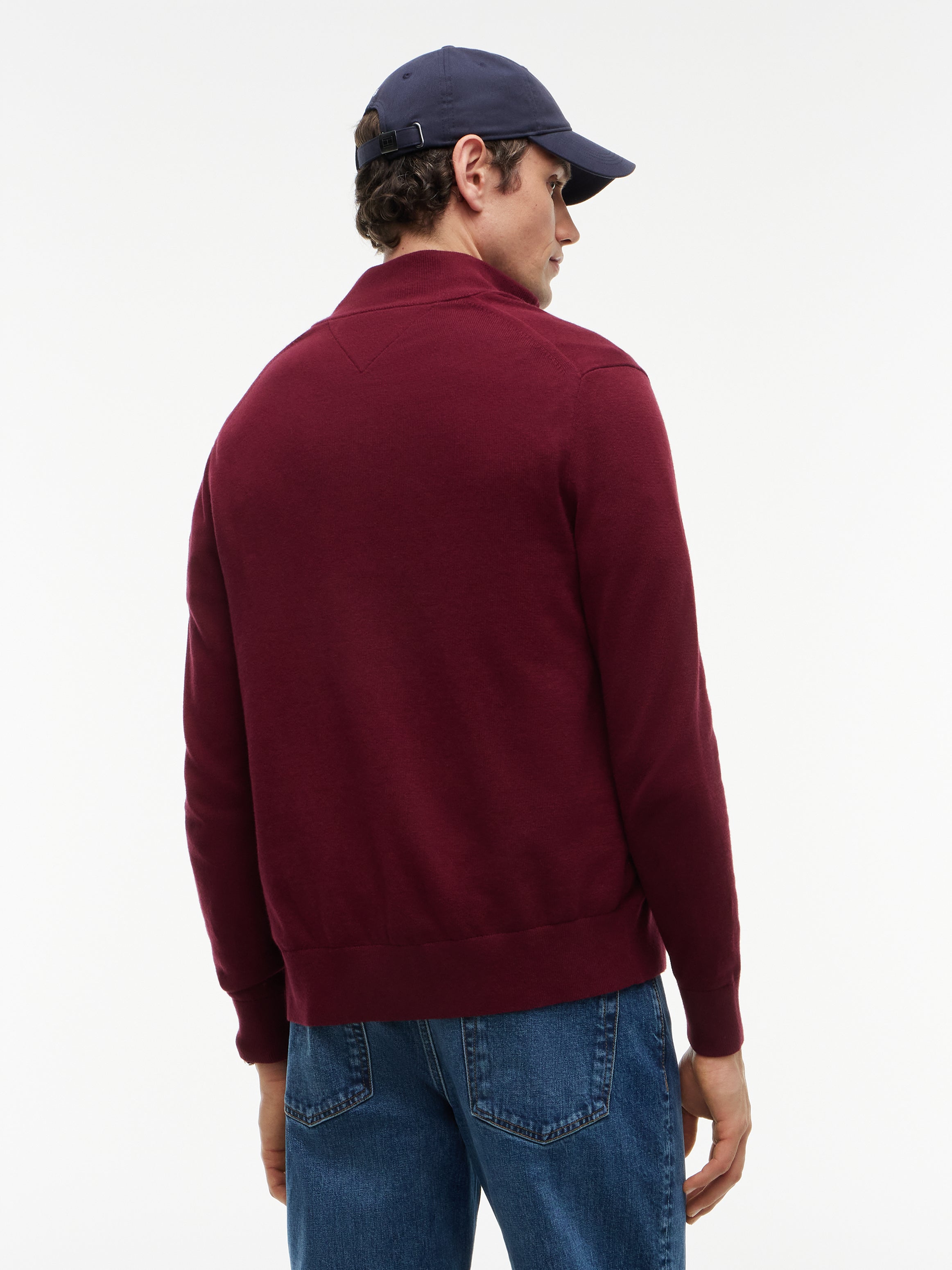 Tommy Hilfiger miesten neuletakki PIMA ORG CTN CASHMERE FULL ZIP, viininpunainen