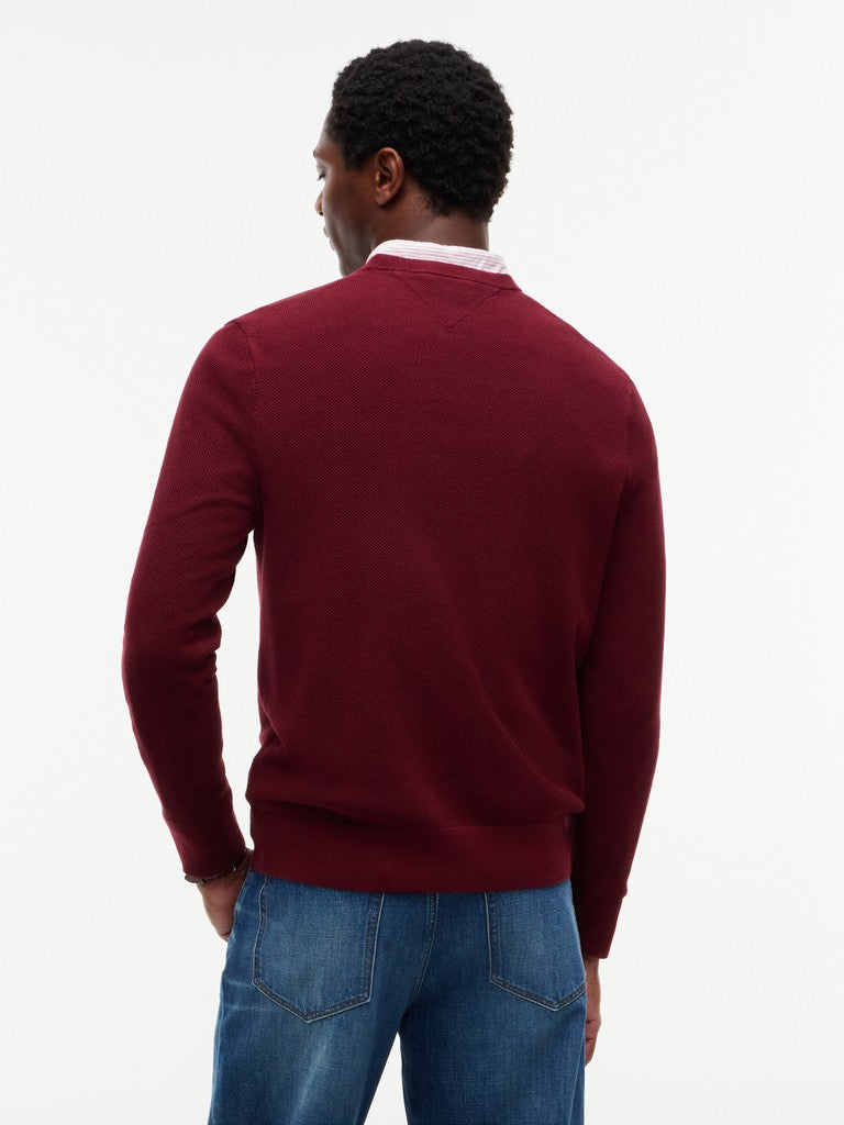 Tommy Hilfiger miesten neulepusero Essential Structure Crew Neck, viininpunainen