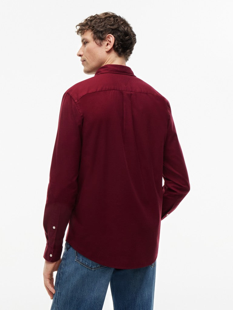 Tommy Hilfiger miesten kauluspaita Regular Fit Flex Flannel Shirt, viininpunainen