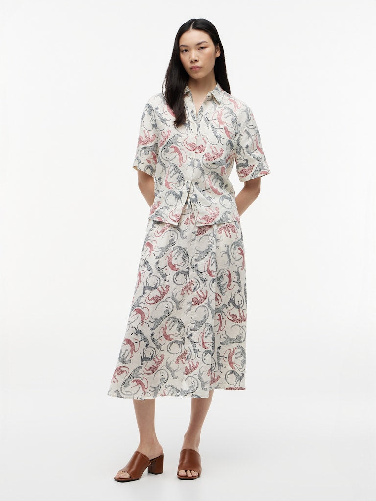 Tommy Hilfiger hame ESS Linen Flare Midi Skirt, monivärinen kuosi
