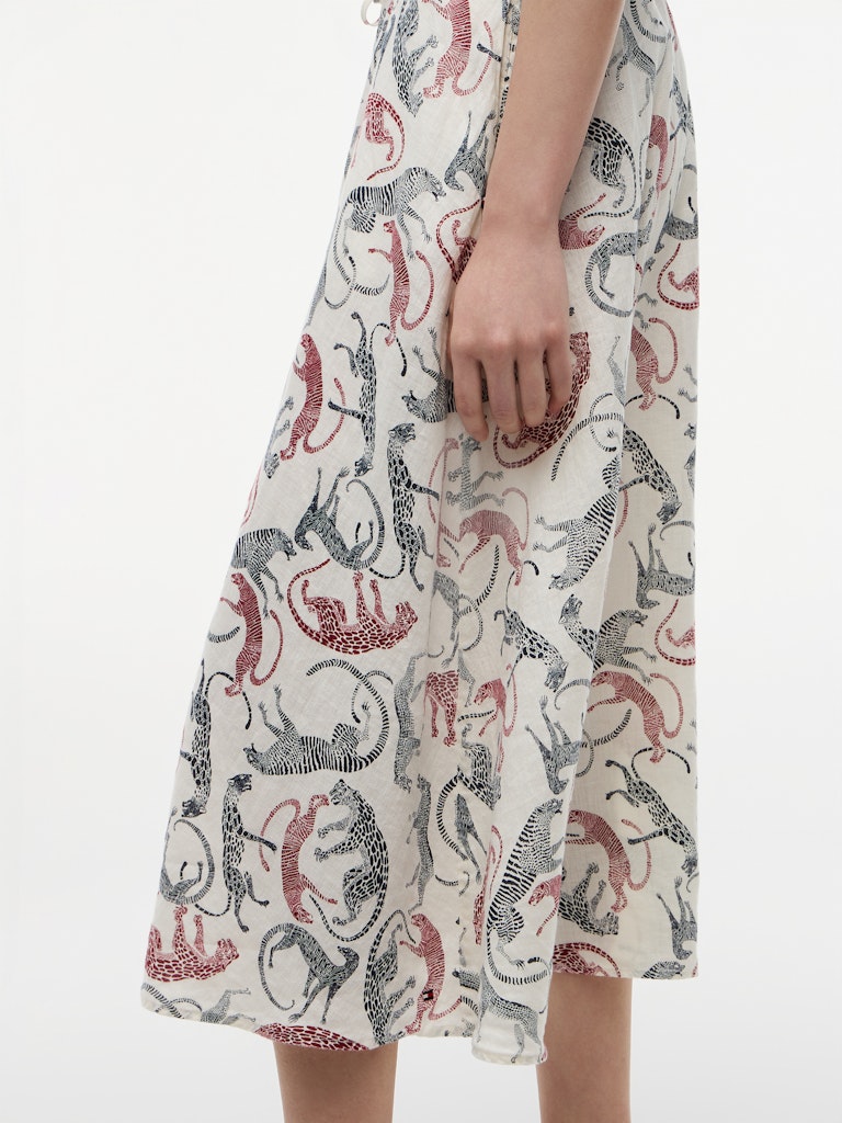 Tommy Hilfiger hame ESS Linen Flare Midi Skirt, monivärinen kuosi