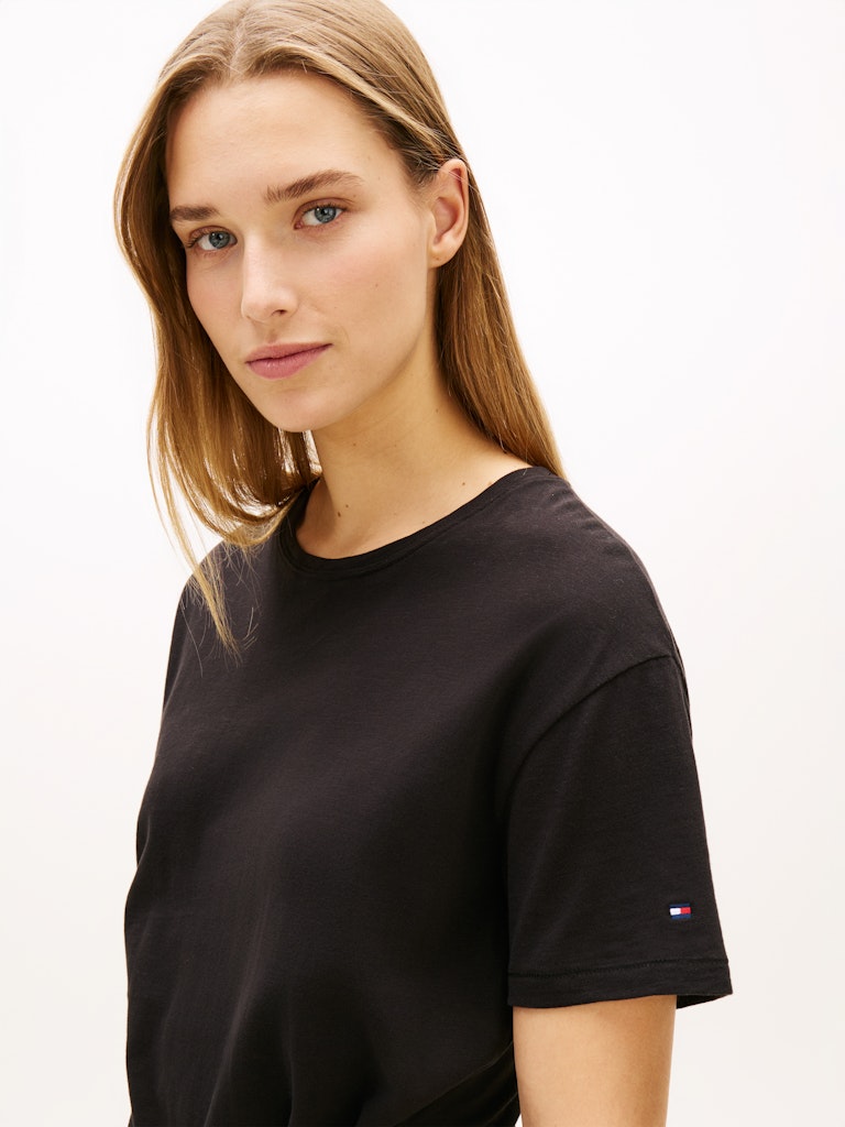 Tommy Hilfiger mekko Co Slub Knot Midi Dress, musta