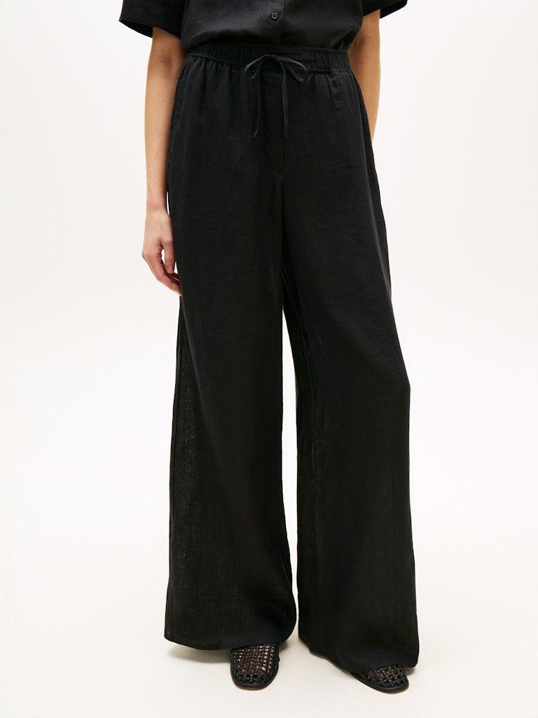 Tommy Hilfiger naisten housut ESS Linen Pull On Pants, musta