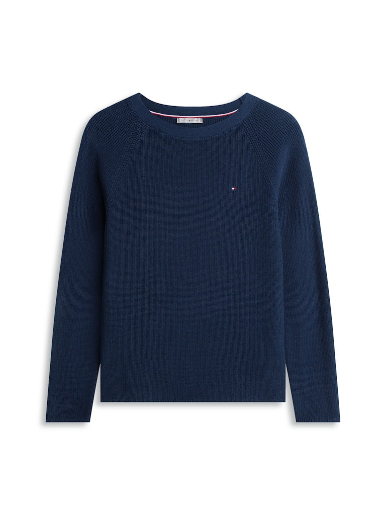 Tommy Hilfiger naisten neulepusero Cardi Fine GG LS Boat Neck Sweater, tummansininen