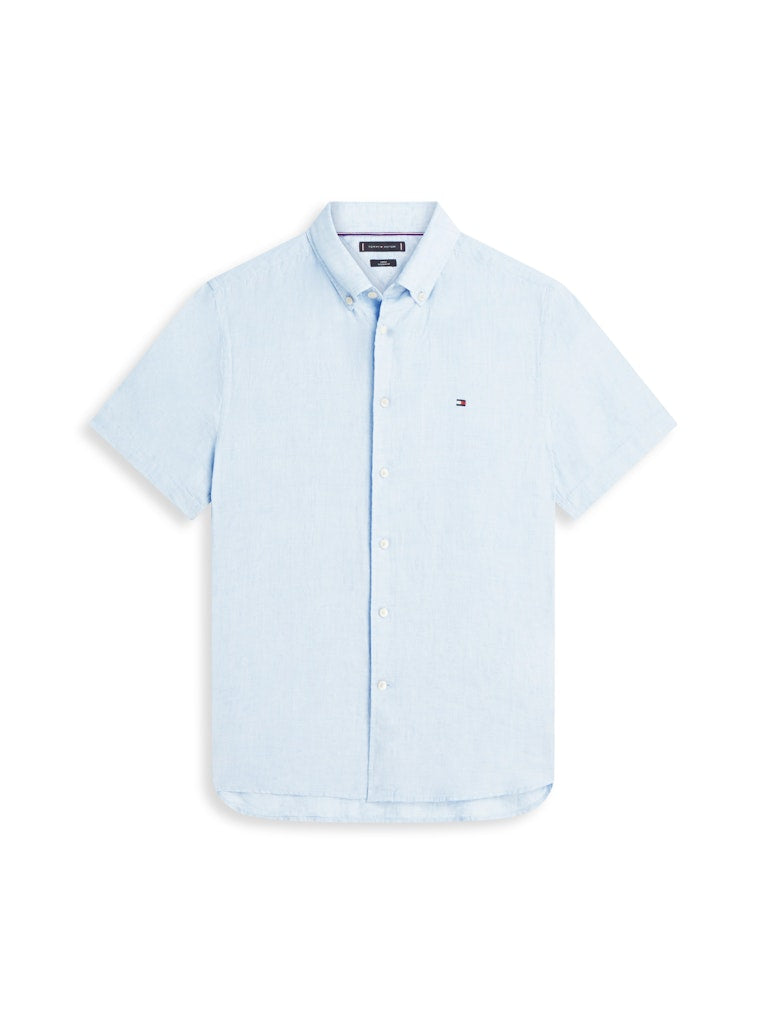 Tommy Hilfiger miesten kauluspaita Pigment Dyed Linen RF Shirt SS, vaaleansininen