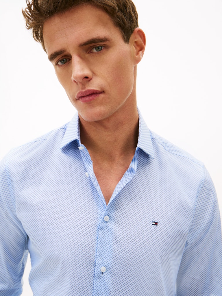 Tommy Hilfiger kauluspaita CL Micro Print Shirt, sininen kuosi