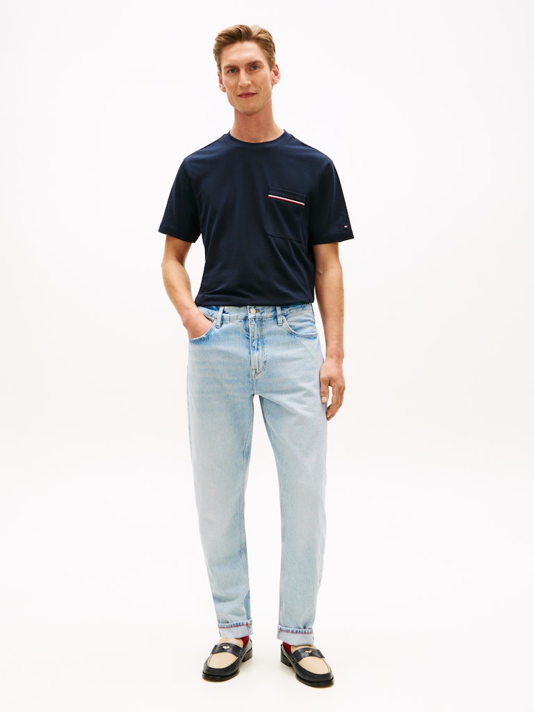 Tommy Hilfiger miesten t-paita Global Stripe Pique Pocket Tee, tummansininen