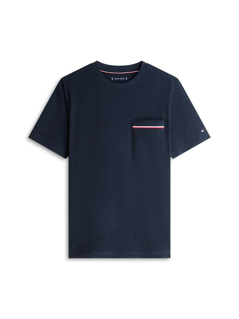 Tommy Hilfiger miesten t-paita Global Stripe Pique Pocket Tee, tummansininen