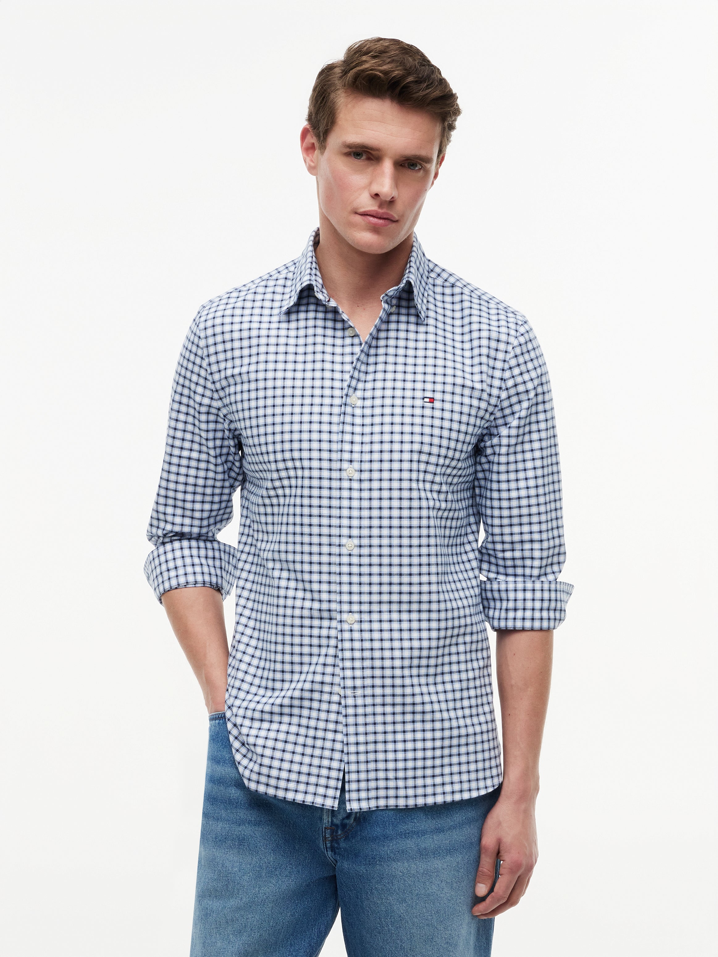 Tommy Hilfiger miesten kauluspaita Heritage Oxford Small Checksht, sininen kuosi