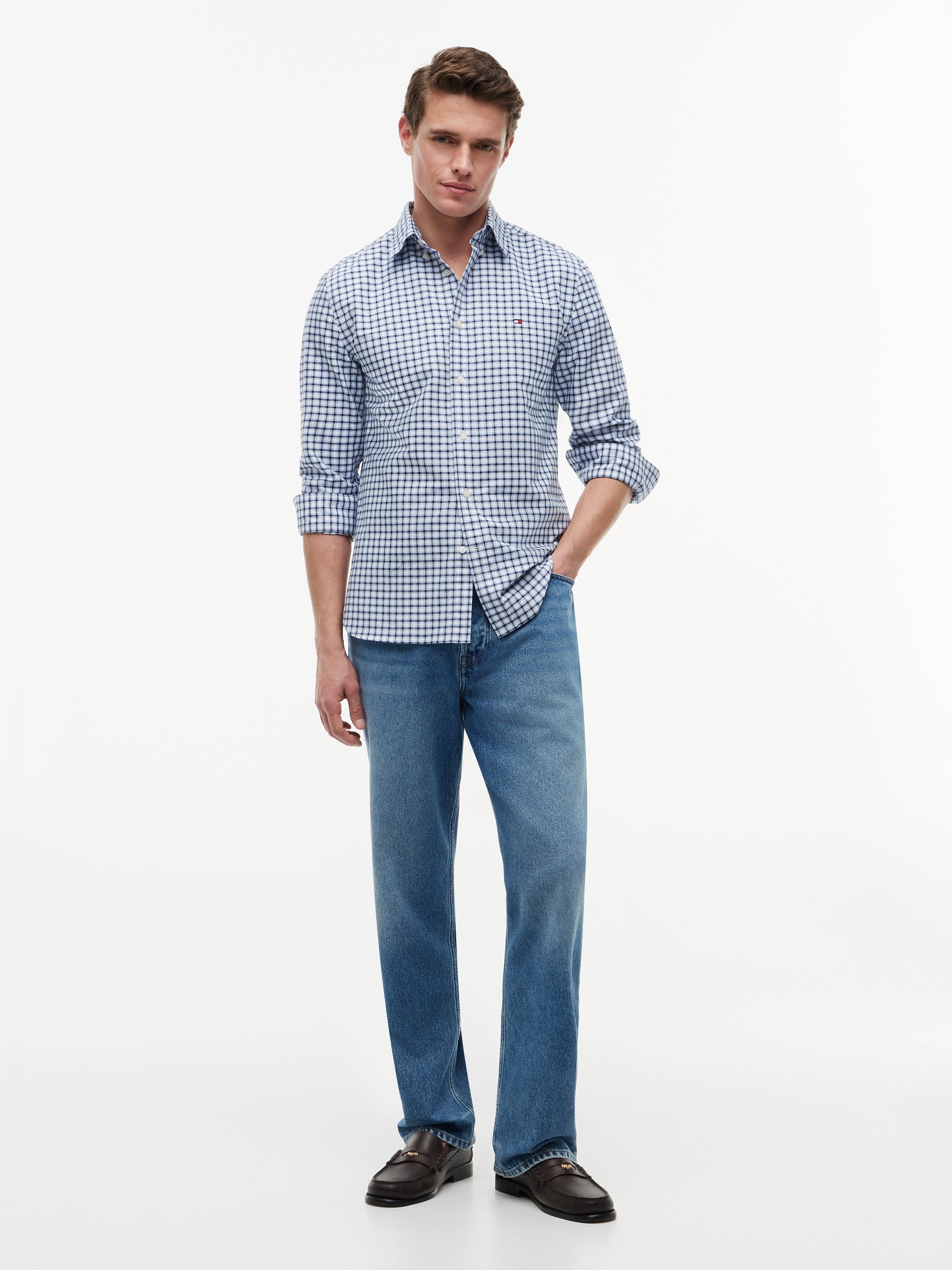 Tommy Hilfiger miesten kauluspaita Heritage Oxford Small Checksht, sininen kuosi