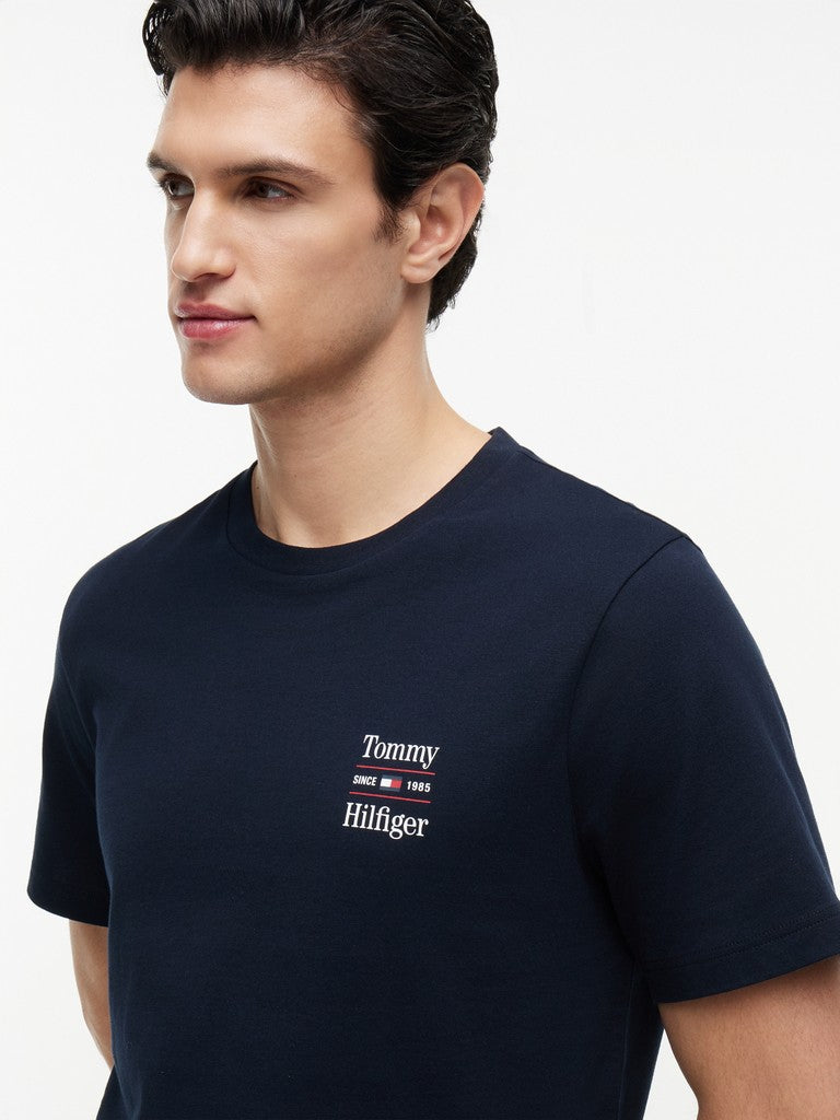 Tommy Hilfiger miesten T-paita 2 Pack Chest Graphic Reg Tees, tummansininen/valkoinen