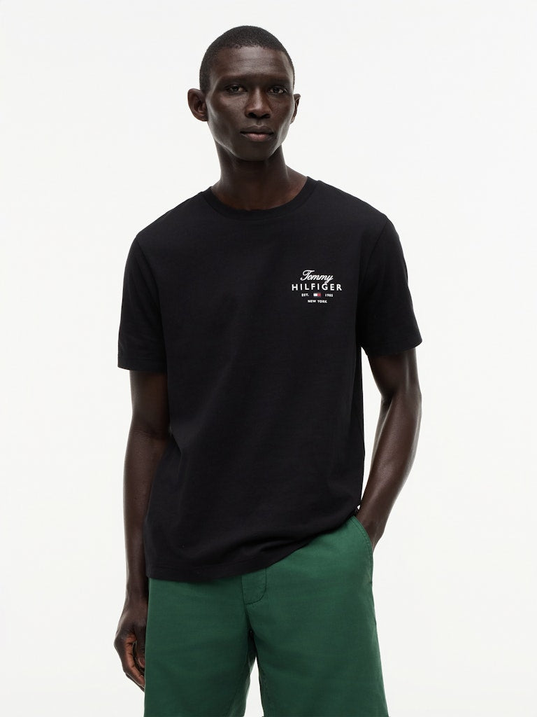Tommy Hilfiger miesten T-paita Script Stack Regular Tee, musta
