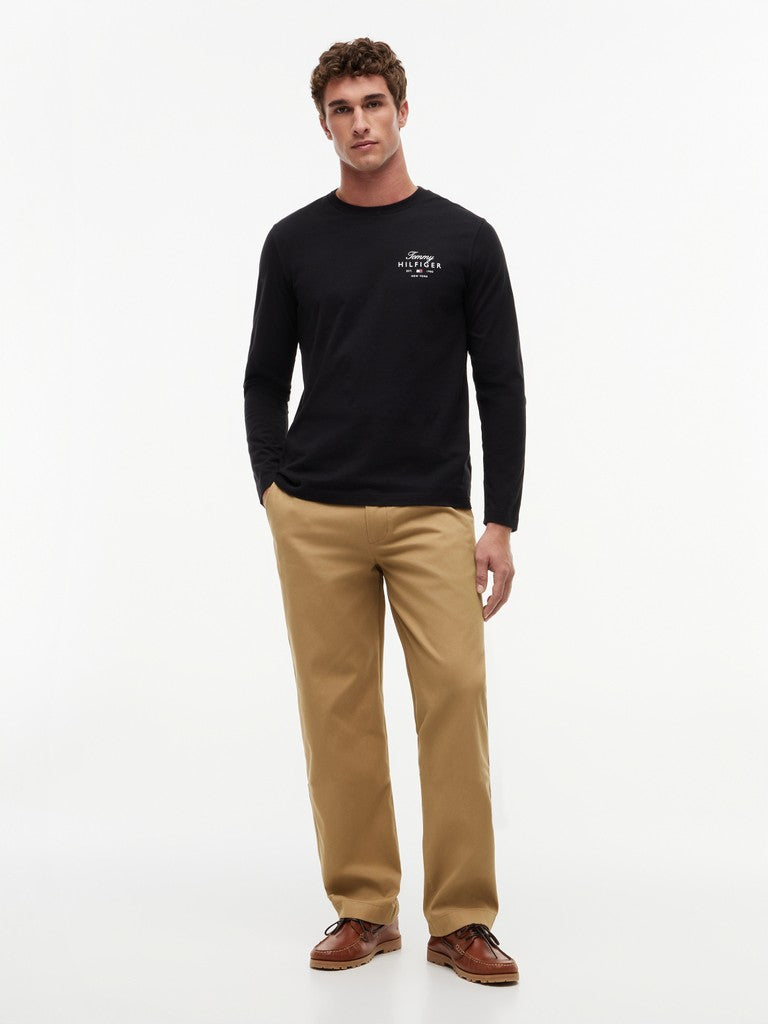 Tommy Hilfiger miesten pitkähihainen paita Script Long Sleeve Tee, musta