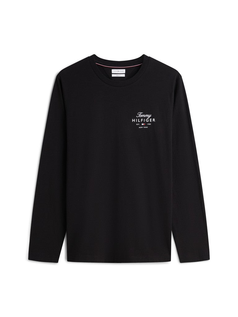 Tommy Hilfiger miesten pitkähihainen paita Script Long Sleeve Tee, musta
