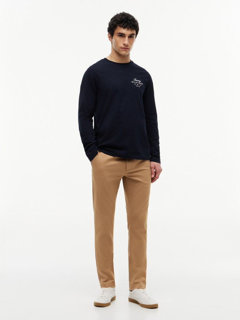 Tommy Hilfiger miesten pitkähihainen paita Script Long Sleeve Tee, tummansininen